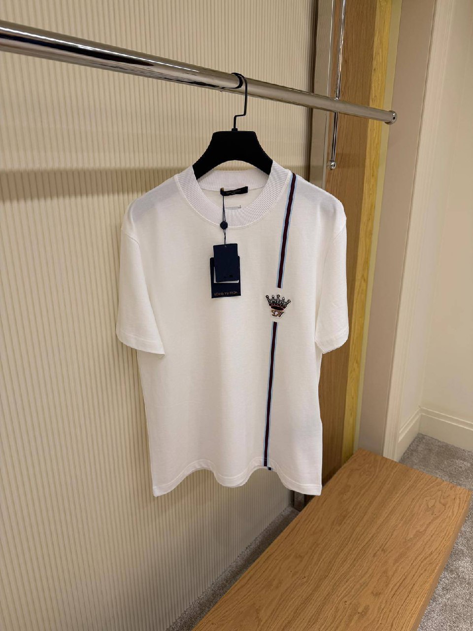 Crown Logo Embroidered Technical Knit T-Shirt