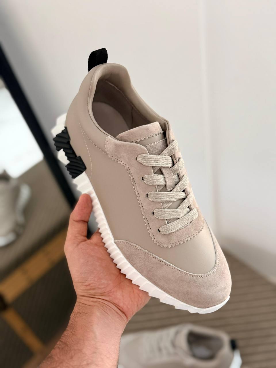Suede and Smooth Leather Technical Runner