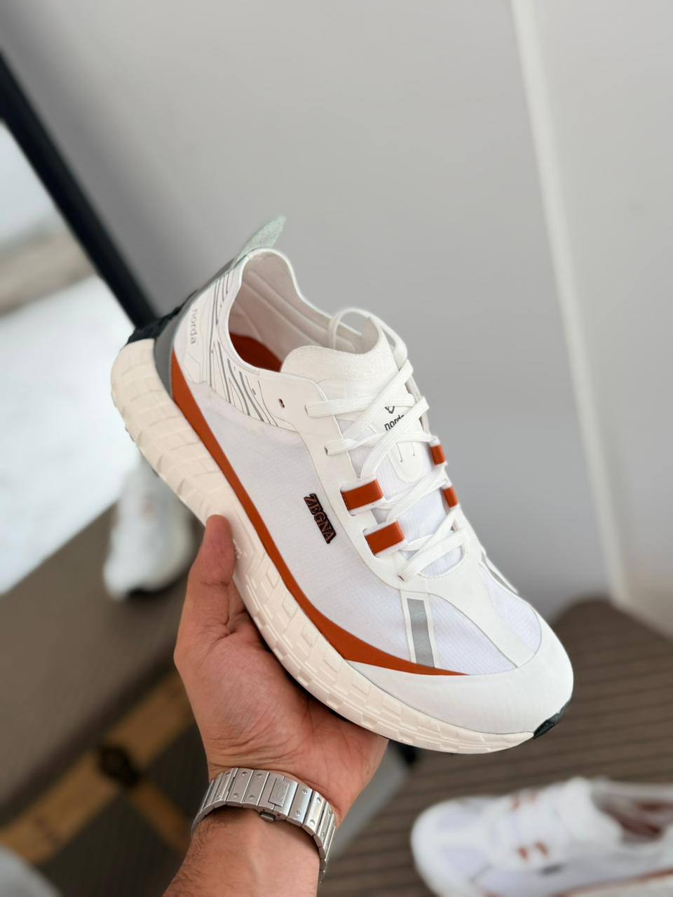 ZEGNA x norda™ Technical Performance Runner in Off-White and Burnt Orange
