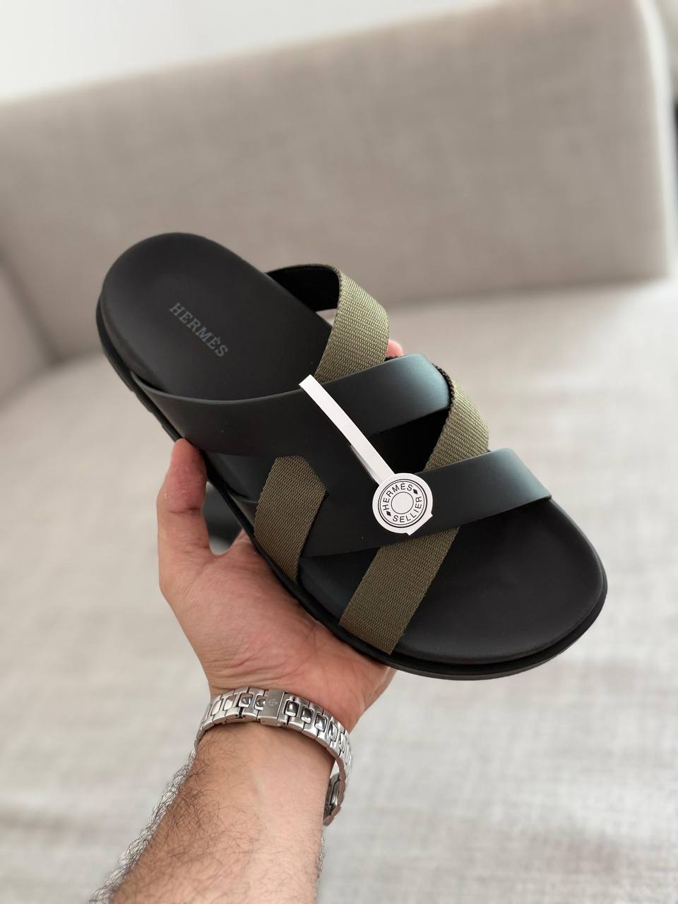 Hermès Izmir Inspired Mixed-Media Cross-Strap Sandals