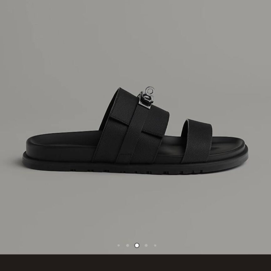 Jackson Leather Slide Sandal with Palladium-Finish Hardware