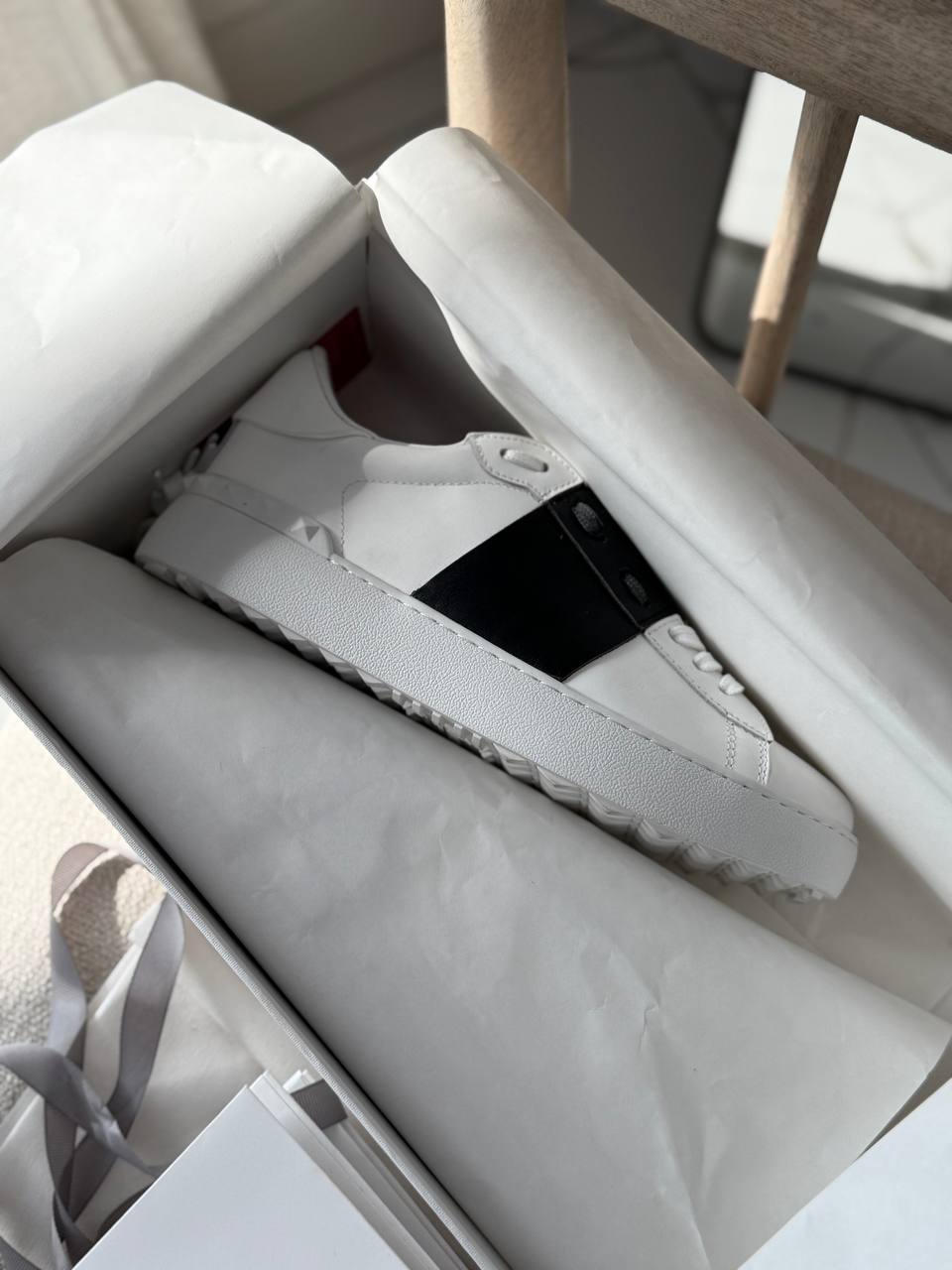 Valentino Garavani Open Skate Leather Sneakers in White and Black