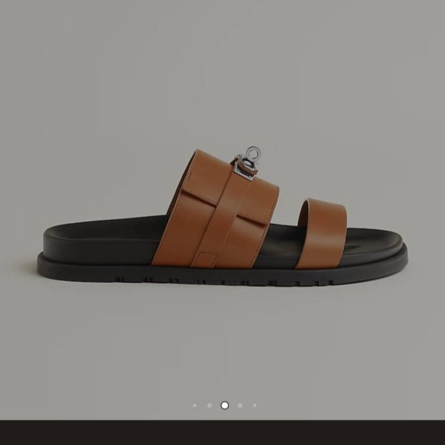 Jackson Sandal in Natural Calfskin with Palladium Hardware