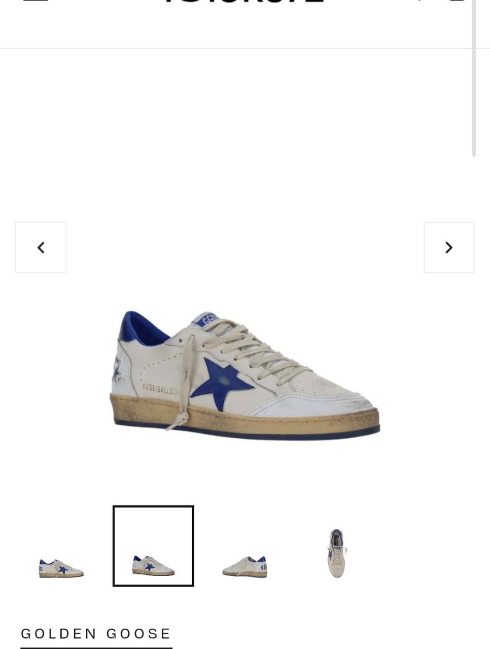 Golden Goose Ball Star Distressed Leather Sneakers with Blue Star
