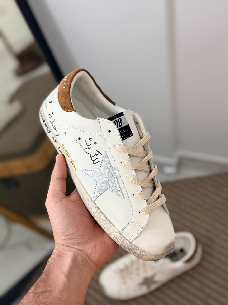 GGDB Super-Star Leather Sneakers with Arabic Calligraphy Accents