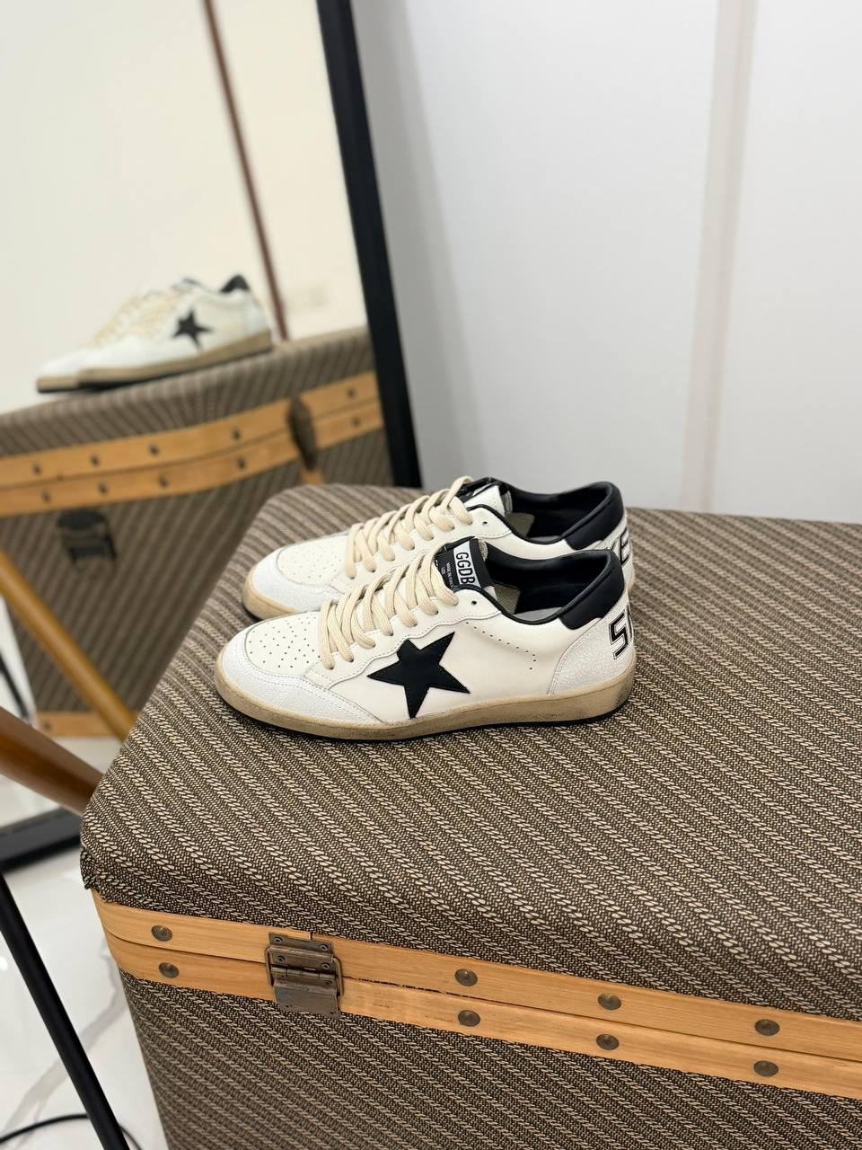 Ball Star Leather Sneakers with Contrast Star Detail