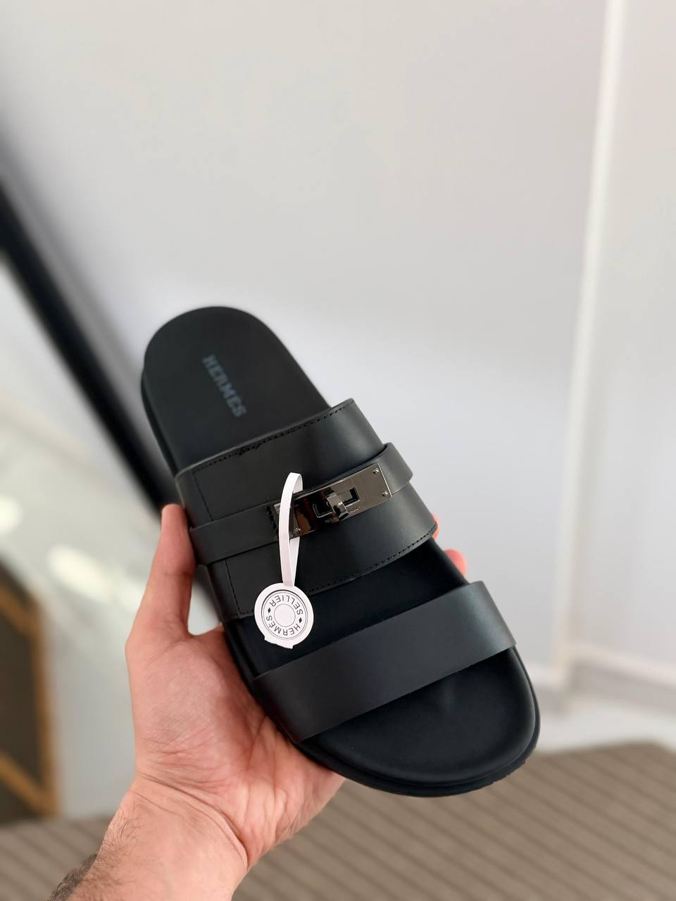 Hermès Izmir Inspired Leather Slide with Signature Hardware
