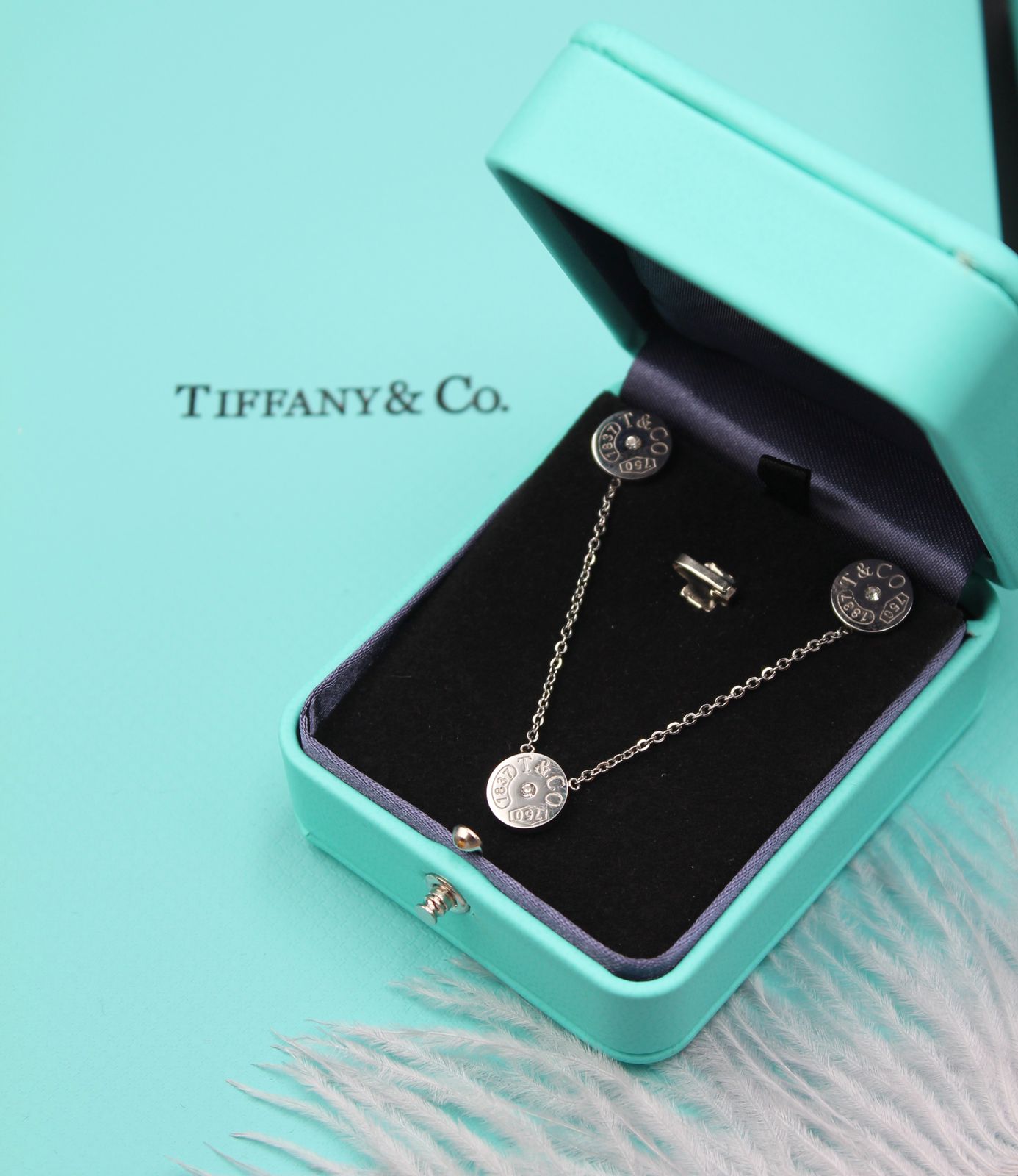 Tiffany & Co. 1837 Makers Sterling Silver Circlet Drop Pendant and Earring Suite