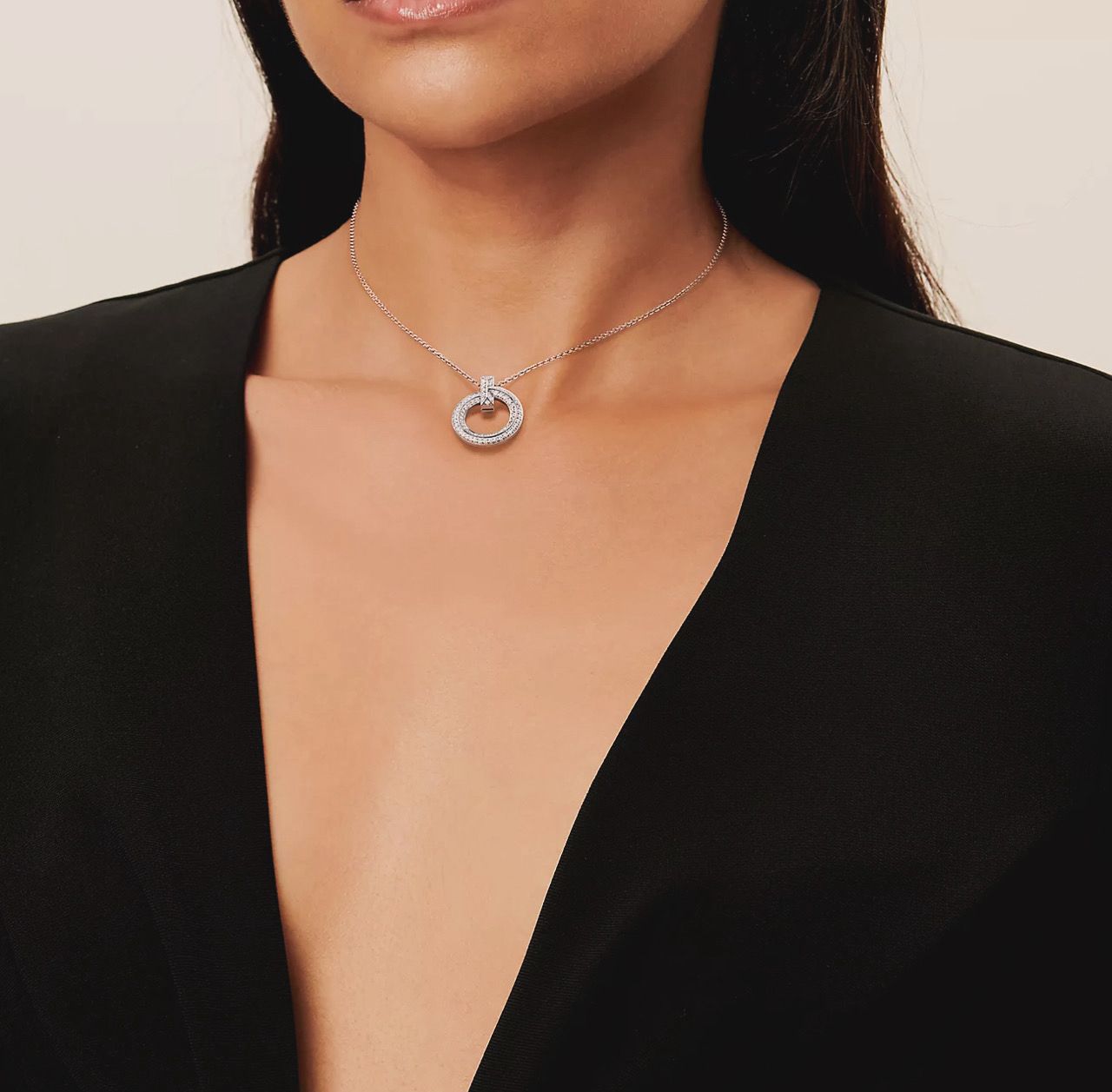 Tiffany & Co. Diamond Pavé Circle Pendant in Platinum