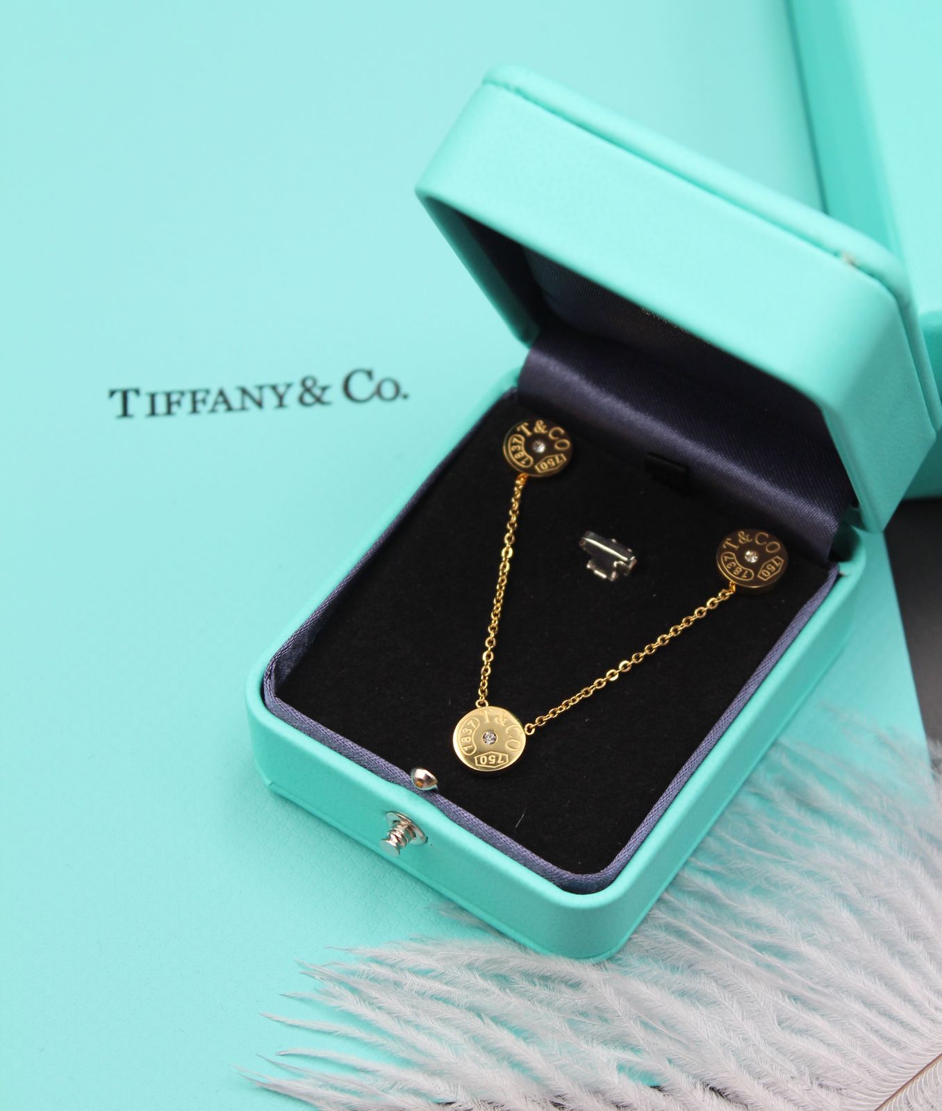 Tiffany & Co. 18K Yellow Gold 1837 Maker's Pendant Necklace and Earring Suite