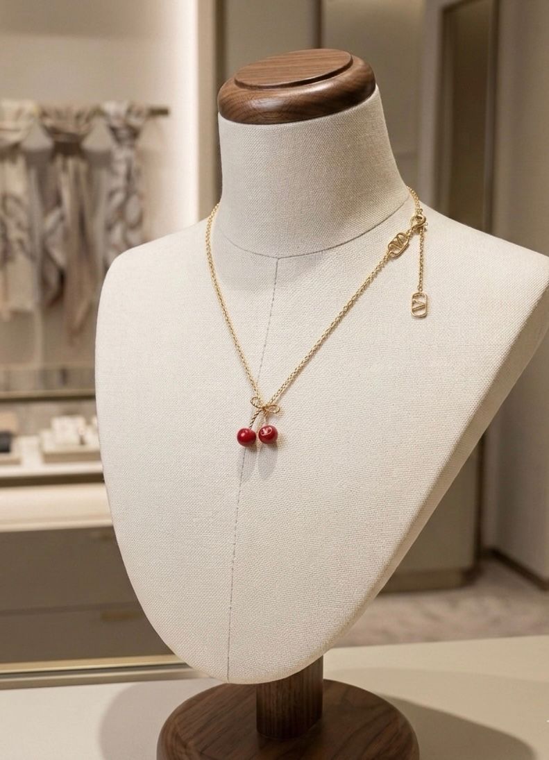 Valentino Garavani Cherry Motif Gold-Tone Pendant Necklace