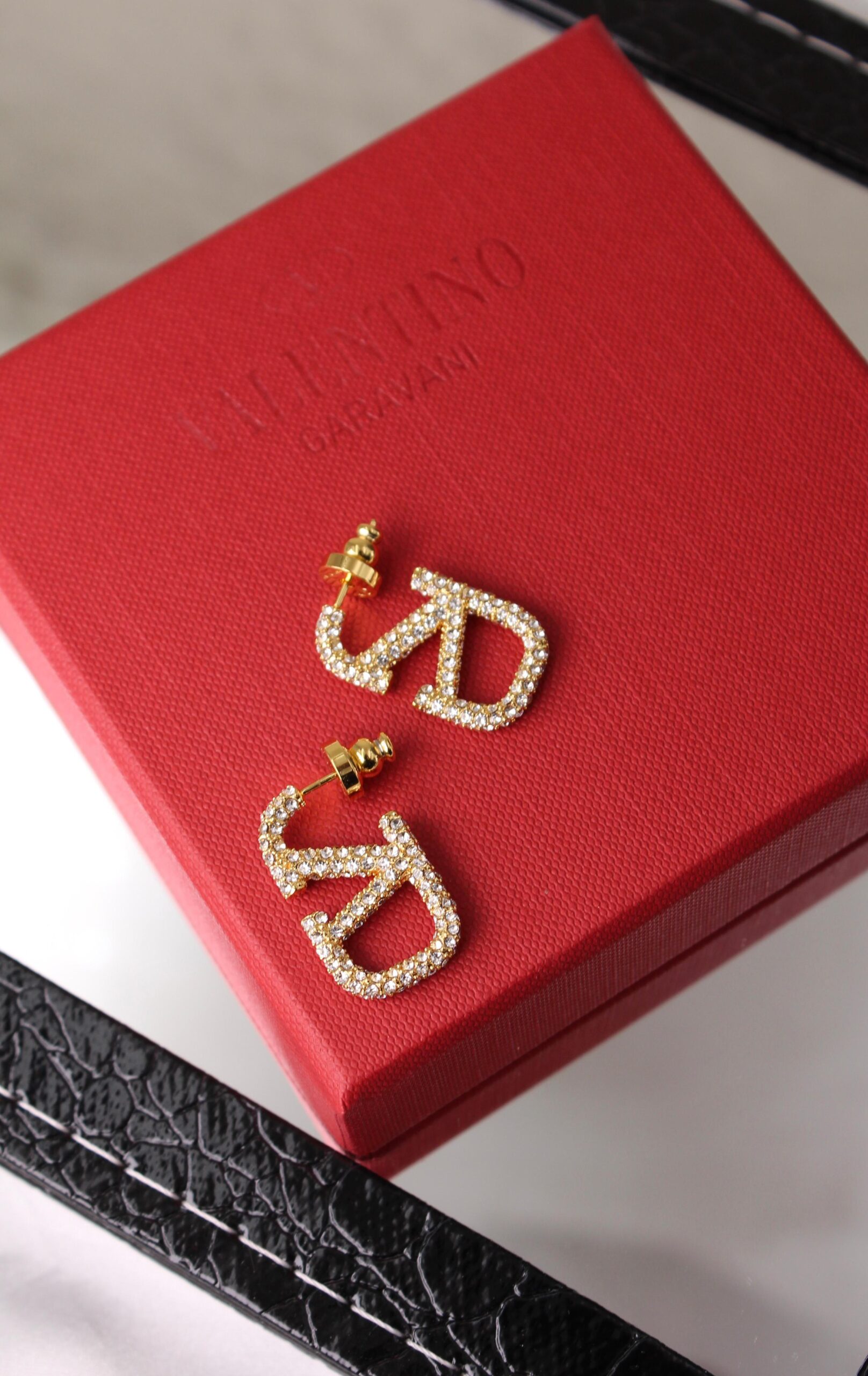 Valentino Garavani Crystal-Embellished VLogo Signature Stud Earrings