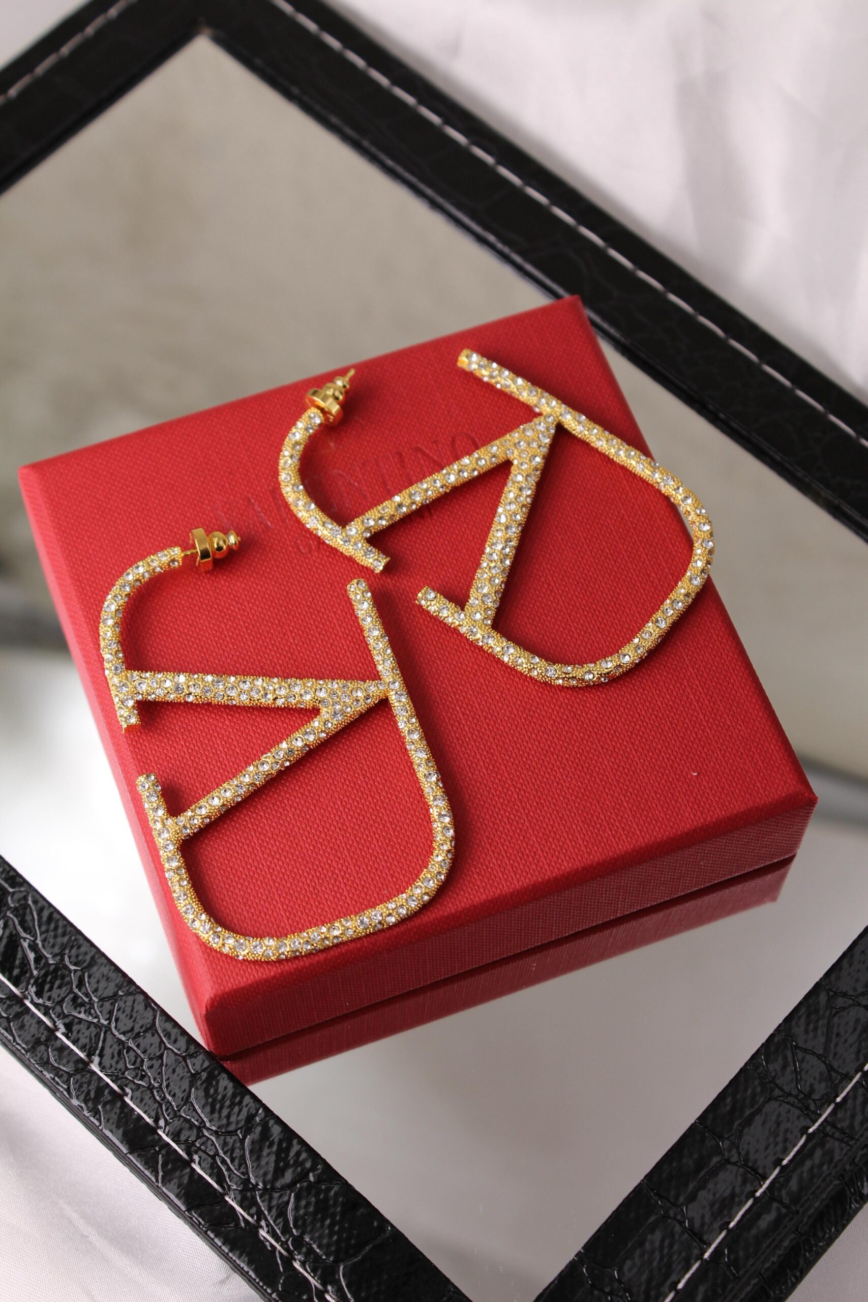 Valentino Garavani Crystal-Embellished VLogo Signature Hoop Earrings