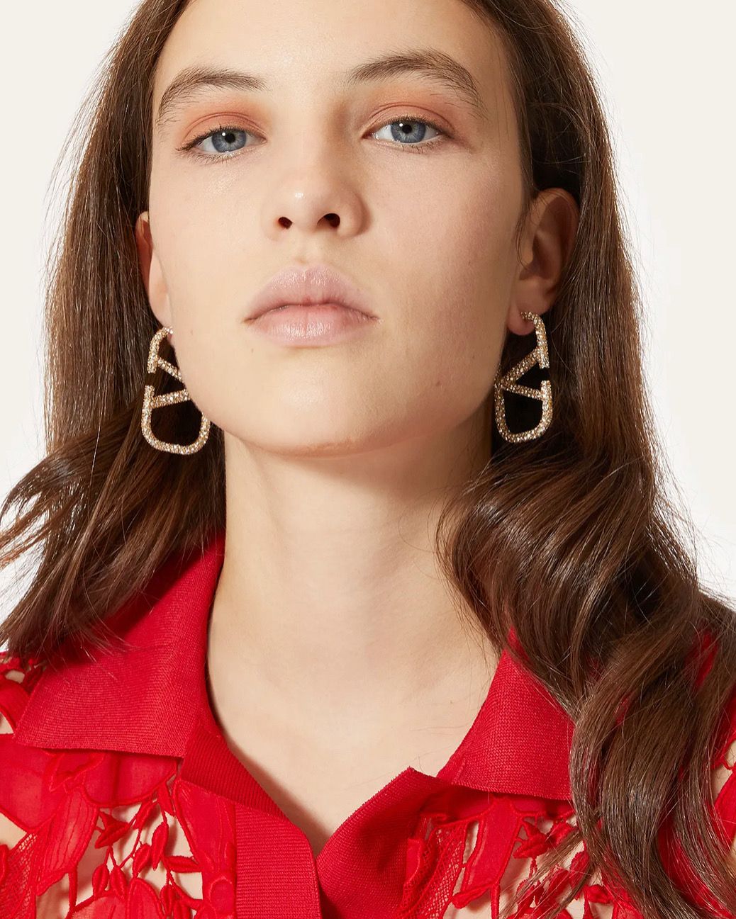 Valentino Garavani Crystal-Embellished VLogo Signature Drop Earrings