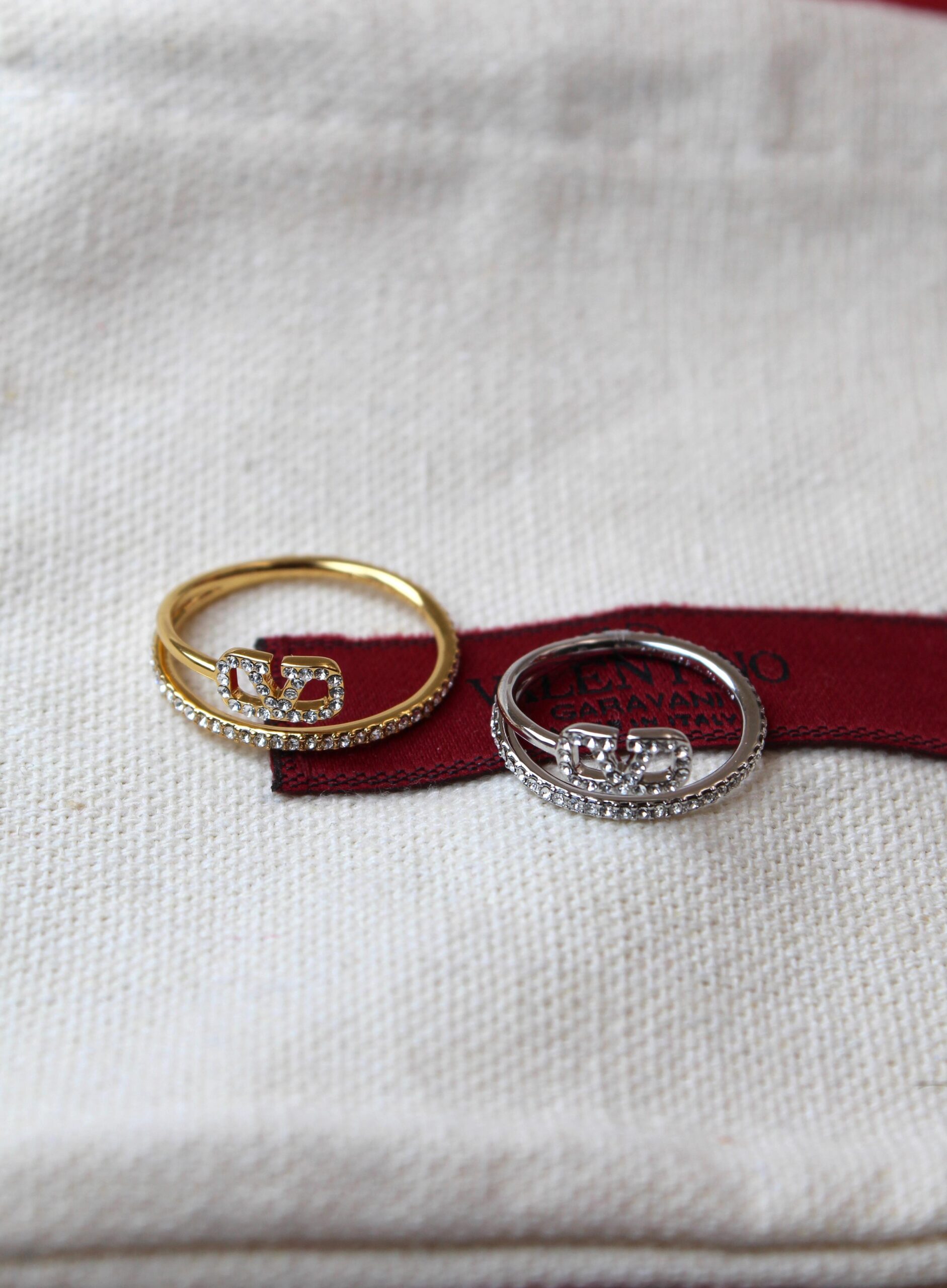 Valentino Garavani VLogo Signature Pavé Open-Band Ring Duo