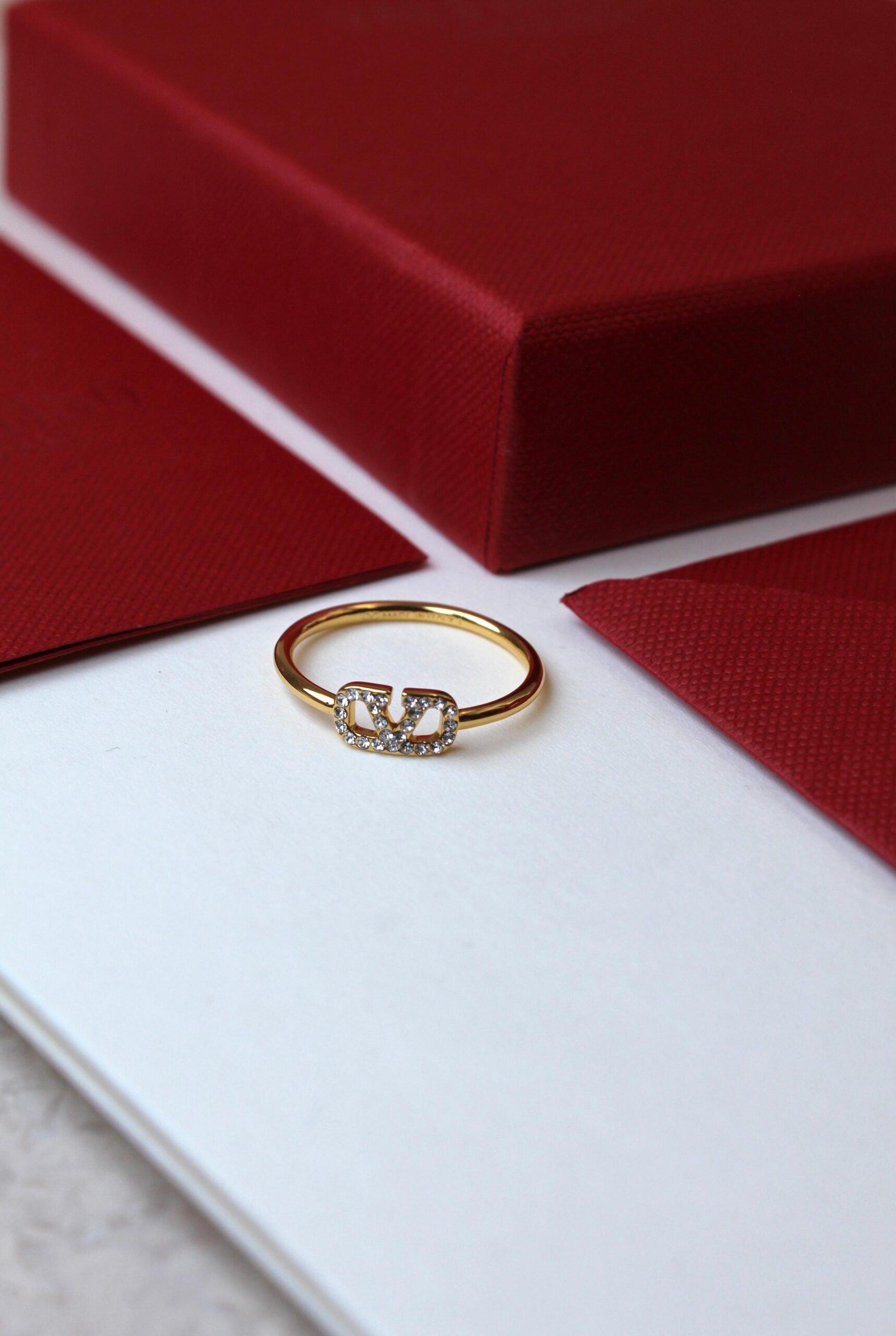 Valentino Pavé VLogo Signature Gold-Tone Ring