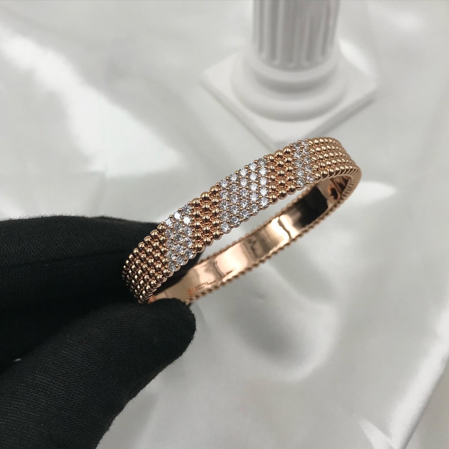 18K Rose Gold Pavé Diamond Beaded Bangle Bracelet