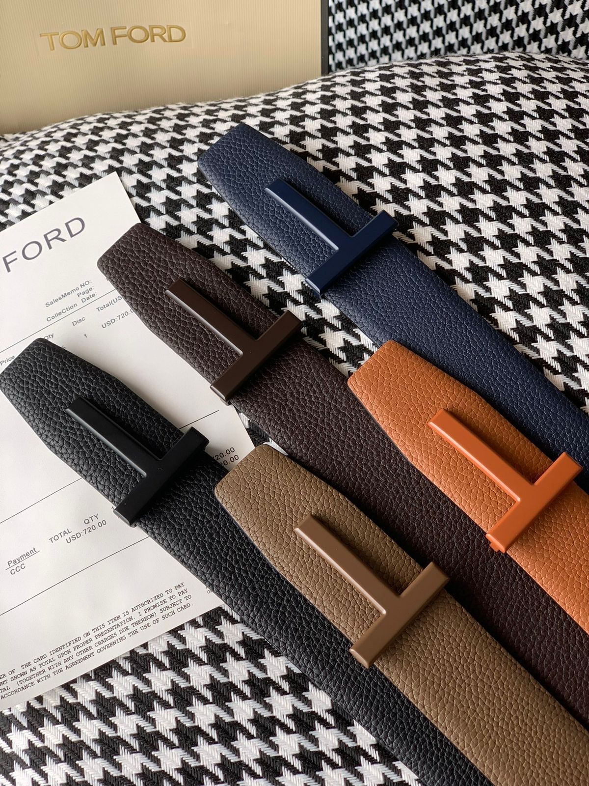 Tom Ford T-Buckle Grained Leather Belt