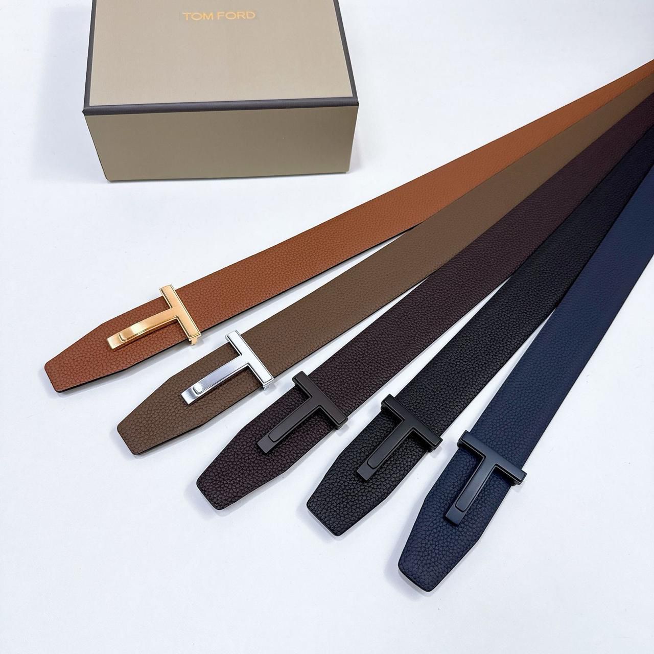 Tom Ford Grained Leather T-Buckle Belt Collection