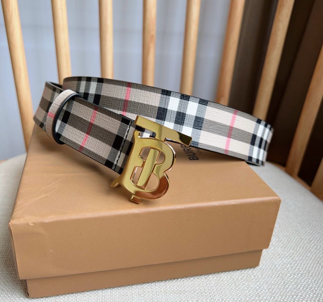 Burberry TB Monogram Plaque Vintage Check Belt