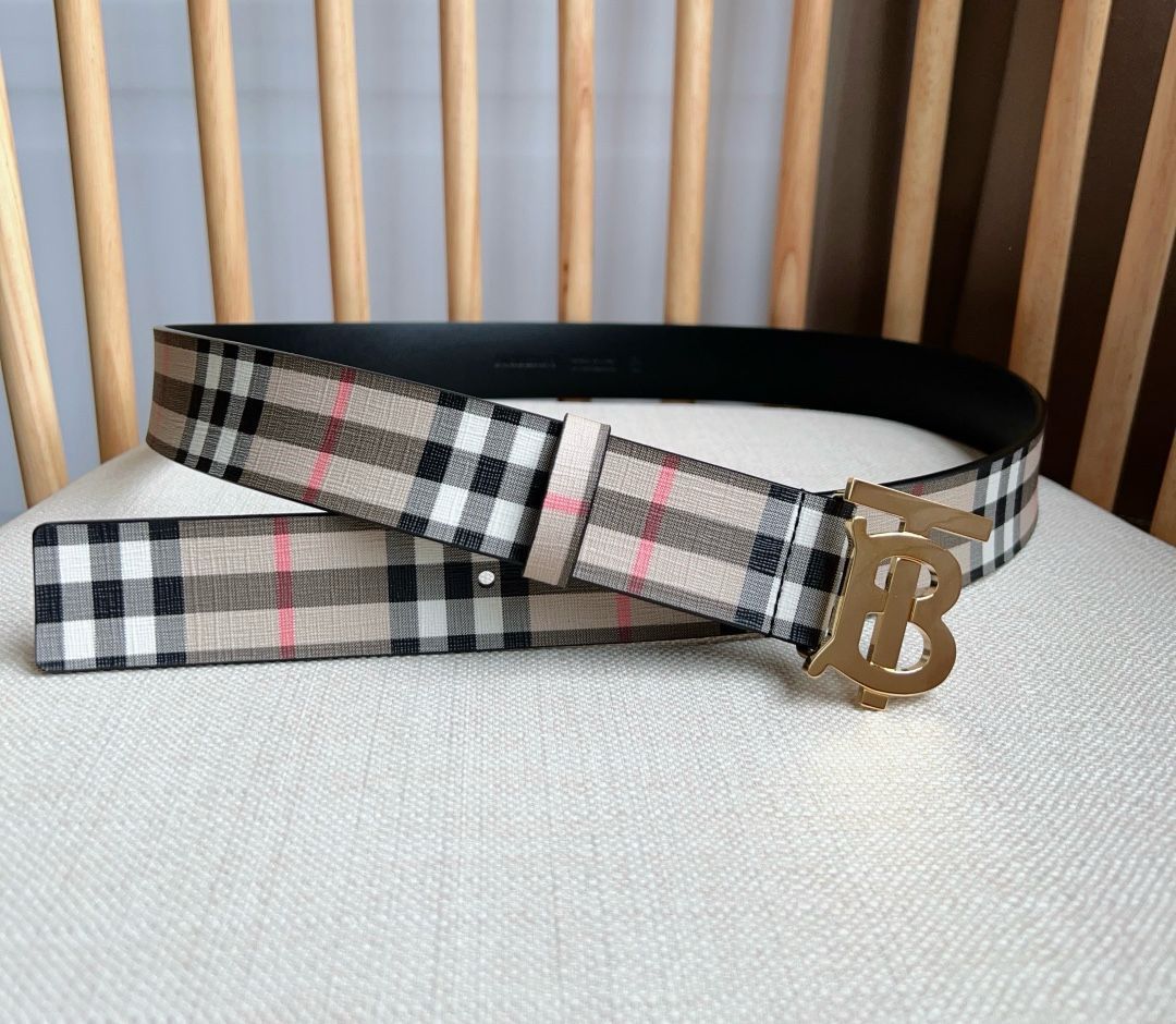Burberry Vintage Check E-Canvas Belt with Thomas Burberry Monogram Buckle