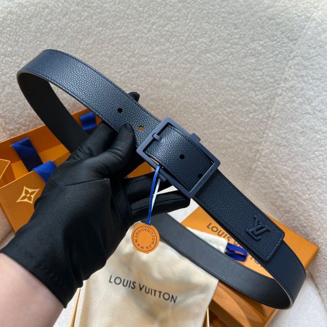 Louis Vuitton Monogram Empreinte Leather Belt in Matte Navy