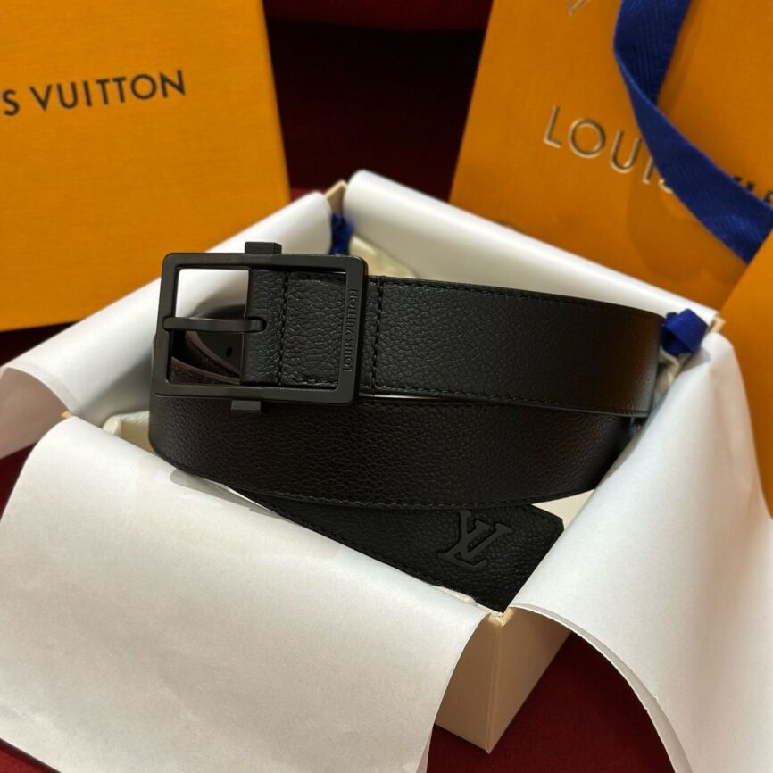 Louis Vuitton Monogram Empreinte Black Leather Belt with Matte Hardware