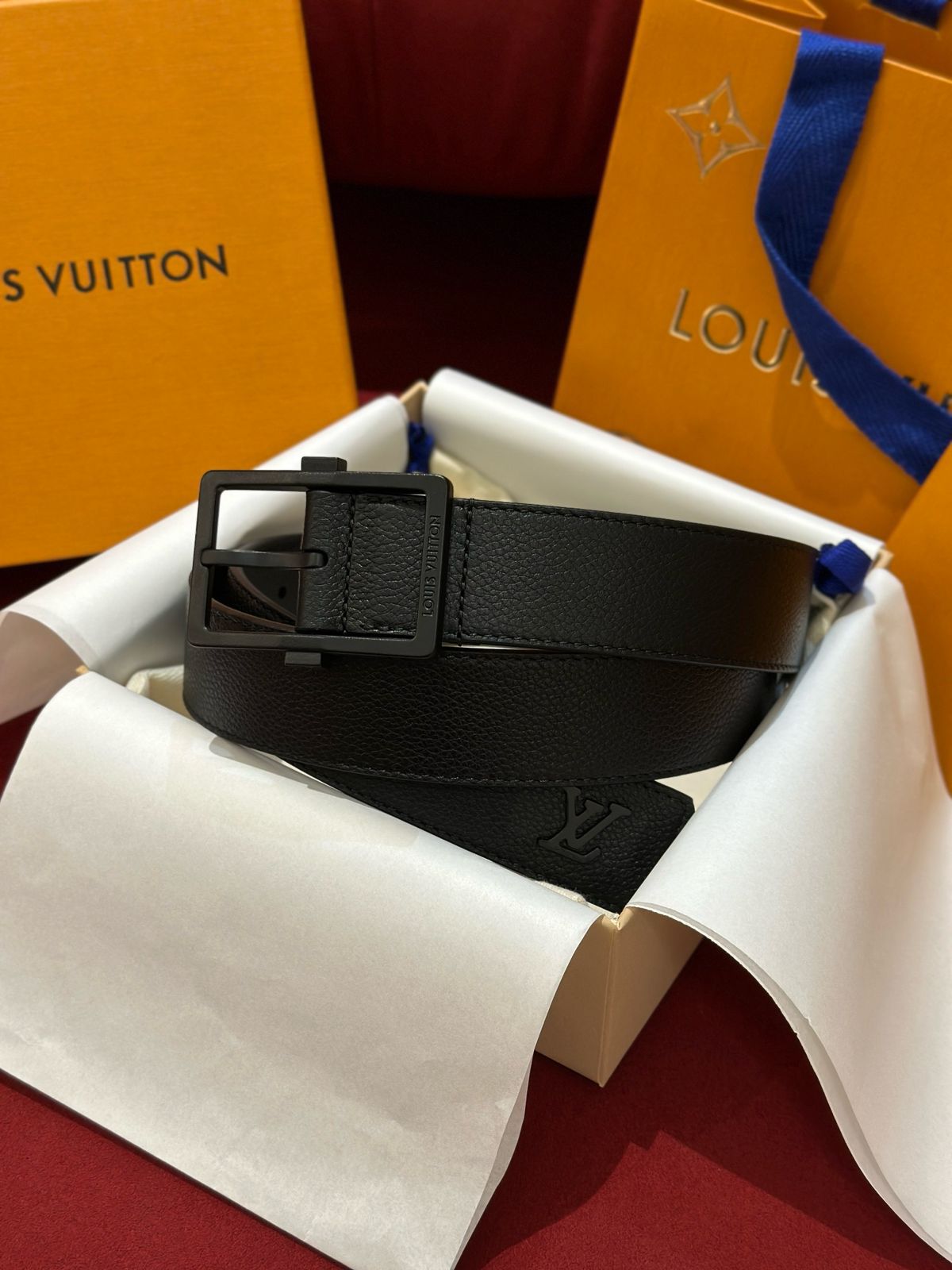Louis Vuitton Monogram Empreinte Black Leather Belt with Matte Hardware