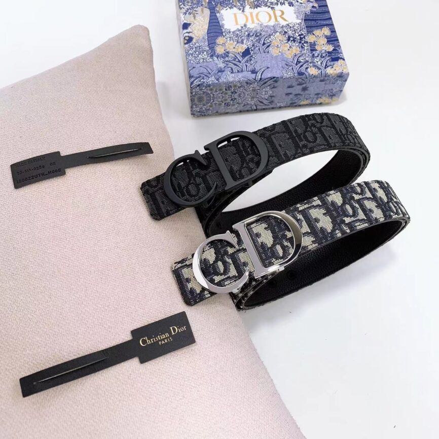 Dior Oblique Jacquard Reversible Belt with 'CD' Buckle