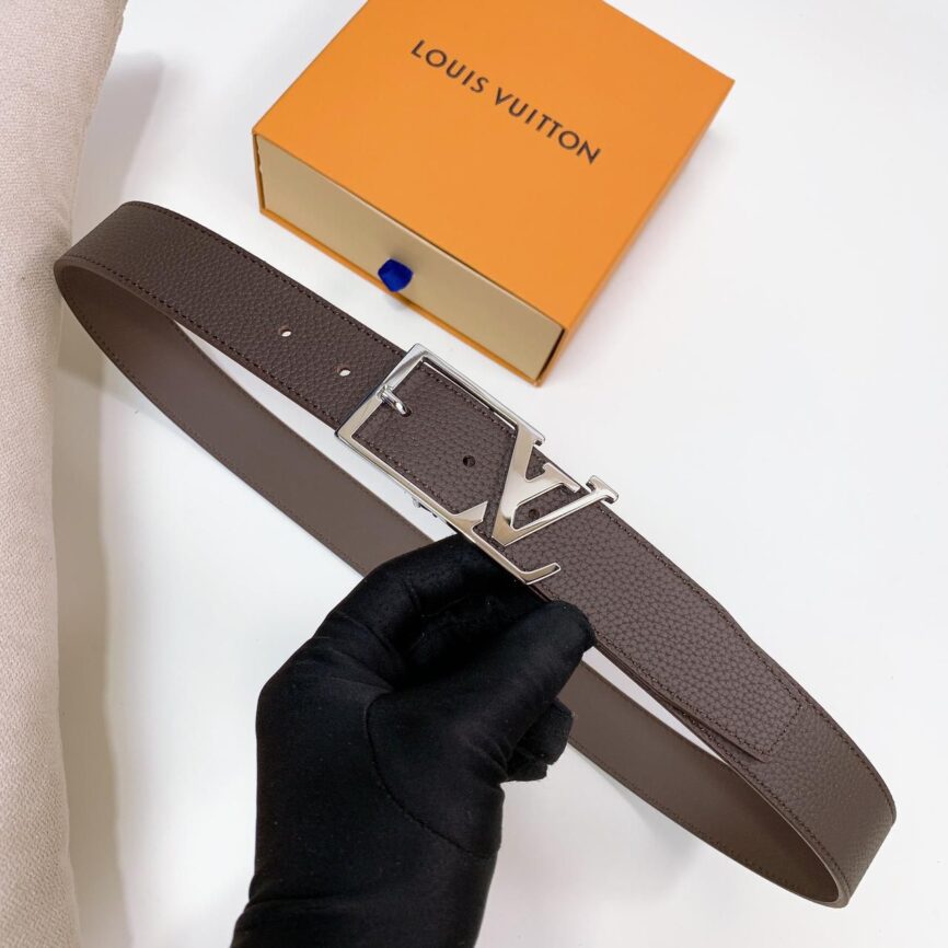 Louis Vuitton Taurillon Leather Belt with Silver-Tone LV Buckle